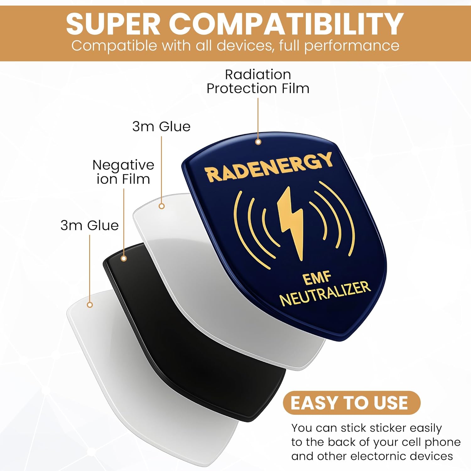EMF Neutralizer Stickers, EMF Blocker Stickers, Shield Protection for Phones, Tablets, Laptops, and WiFi Devices, Shield Neutralizers for Home and Office Protection (6)