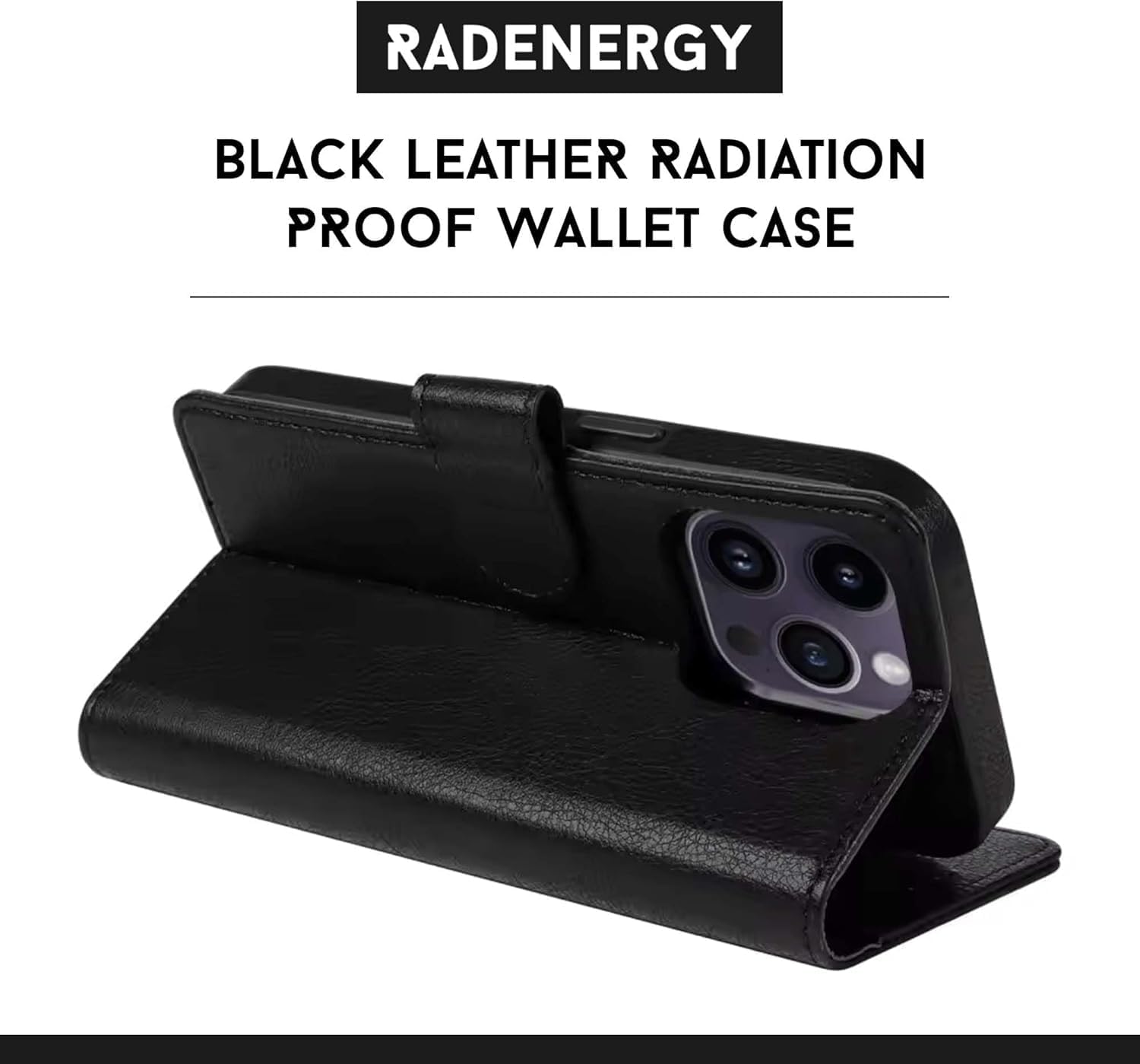 EMF Protection Anti Radiation i-Phone Leather Flip Folio Case for i-Phone, Genuine Leather Wallet Case/Cover with Card Holder & Stand Function