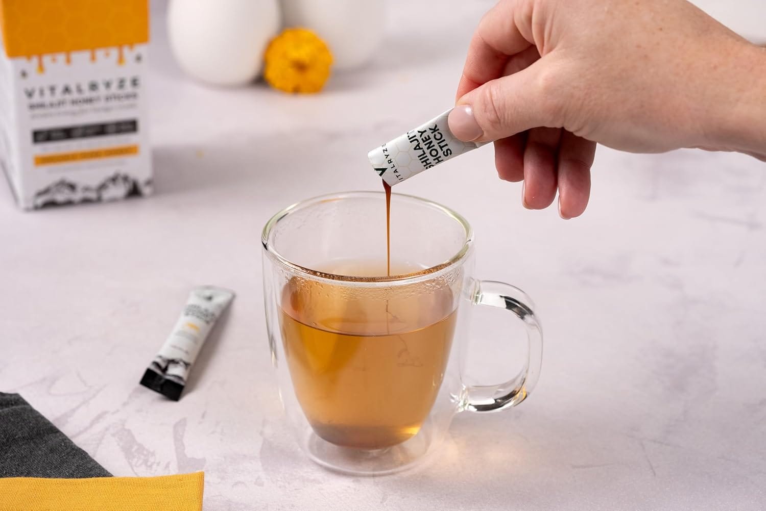 VITALRYZE Organic Himalayan Shilajit Honey Sticks with Organic Honey, Natural Vitality, Wellness Support & 85+ Trace Minerals, Easy to Use Shilajit Stick, 30 Individual Sticks