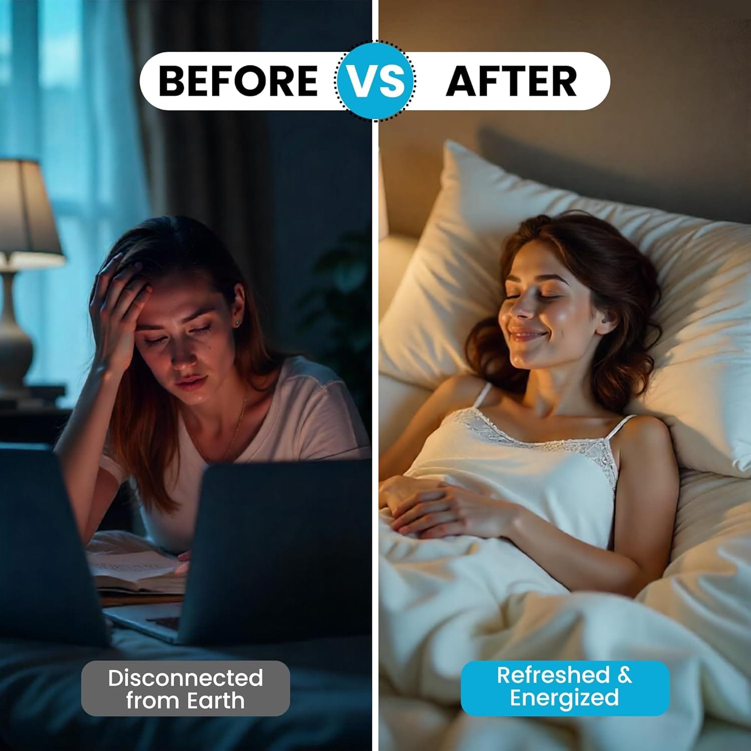 Bed Sheet, Grounding Sheet, Organic Cotton Fitted Earthing Sheet for Bed, 95% Organic Cotton, 5% Silver Fiber with 10m Grounding Cord & White US Socket Tester