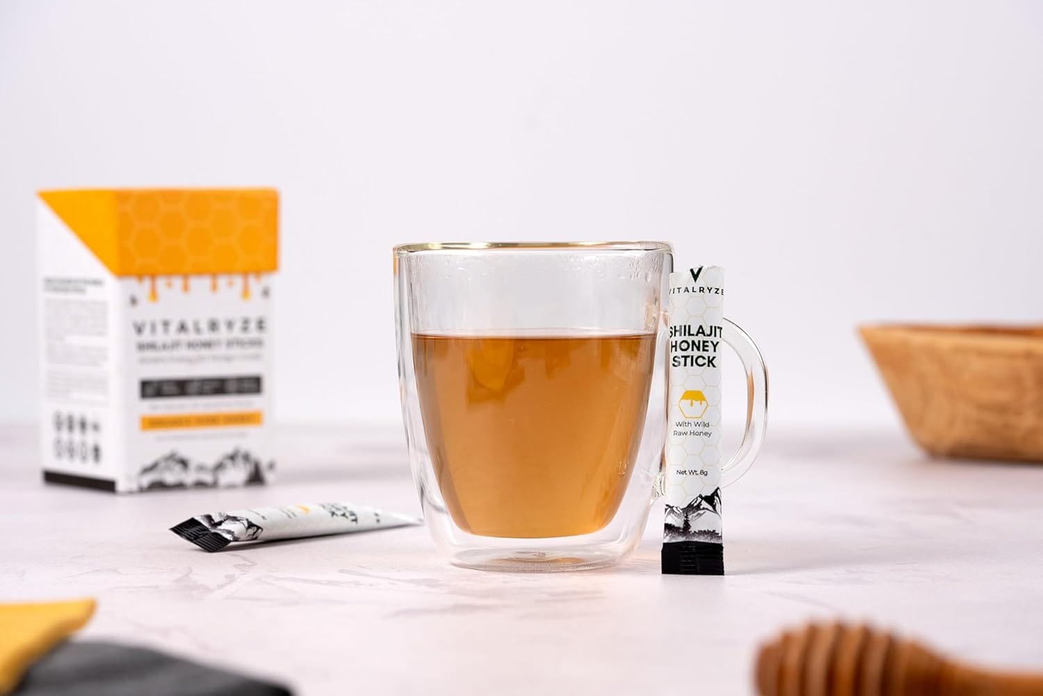 VITALRYZE Organic Himalayan Shilajit Honey Sticks with Organic Honey, Natural Vitality, Wellness Support & 85+ Trace Minerals, Easy to Use Shilajit Stick, 30 Individual Sticks