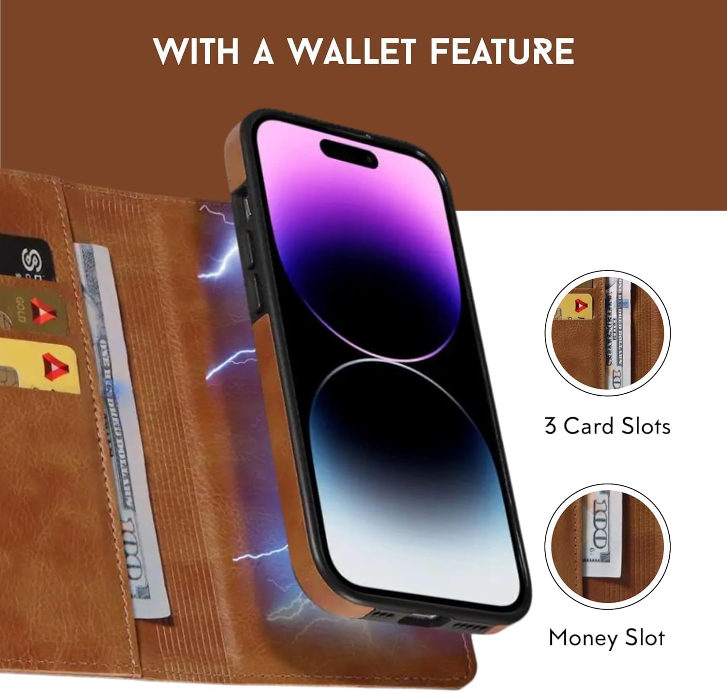 EMF Protection Anti Radiation i-Phone Leather Flip Folio Case for i-Phone, Genuine Leather Wallet Case/Cover with Card Holder & Stand Function
