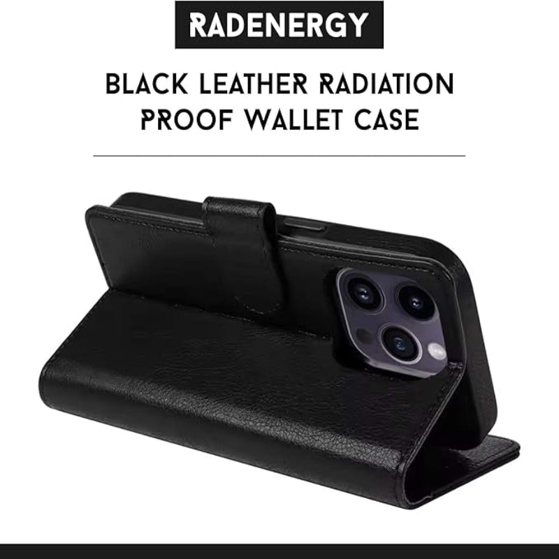 Black Leather Radiation Proof Wallet Case