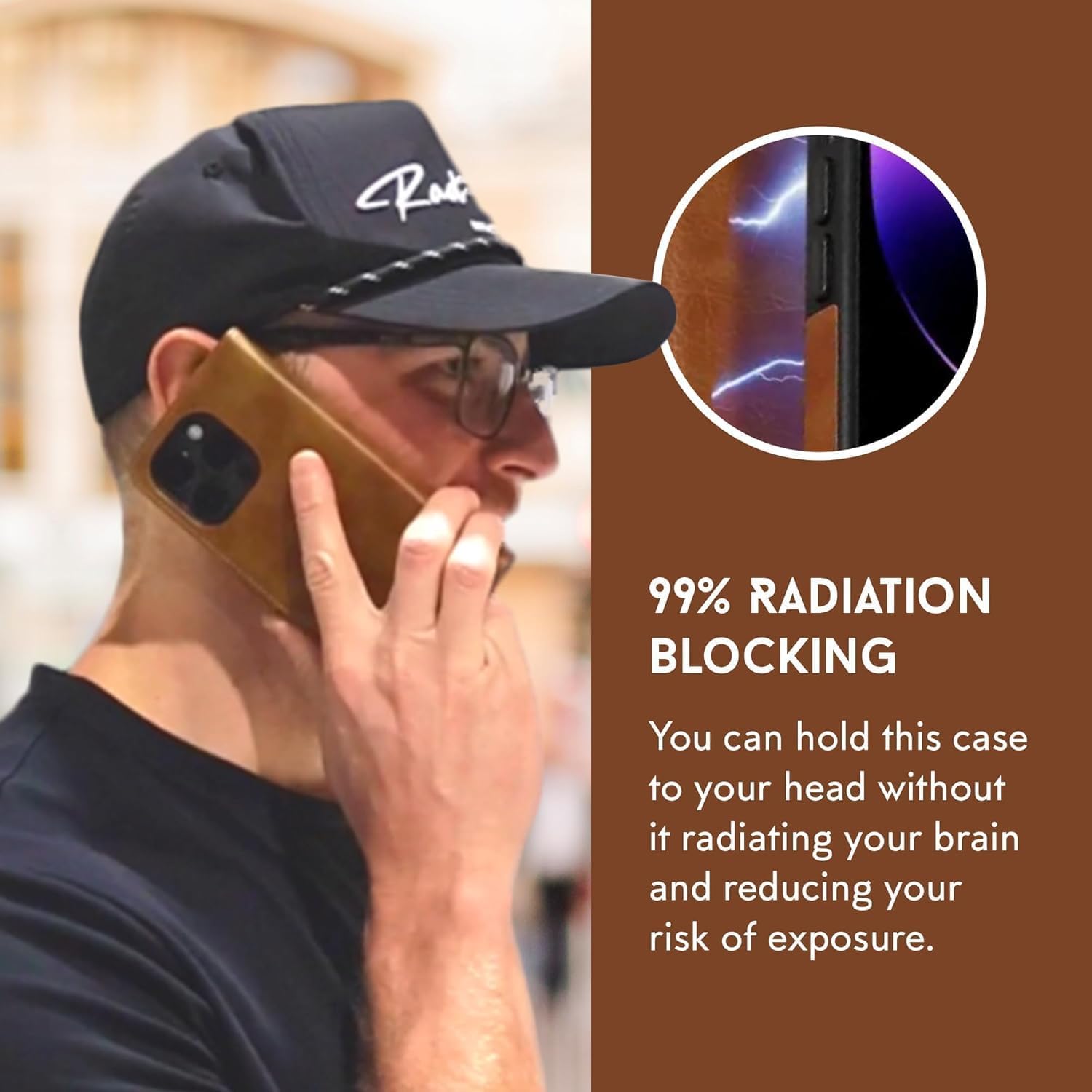 EMF Protection Anti Radiation i-Phone Leather Flip Folio Case for i-Phone, Genuine Leather Wallet Case/Cover with Card Holder & Stand Function