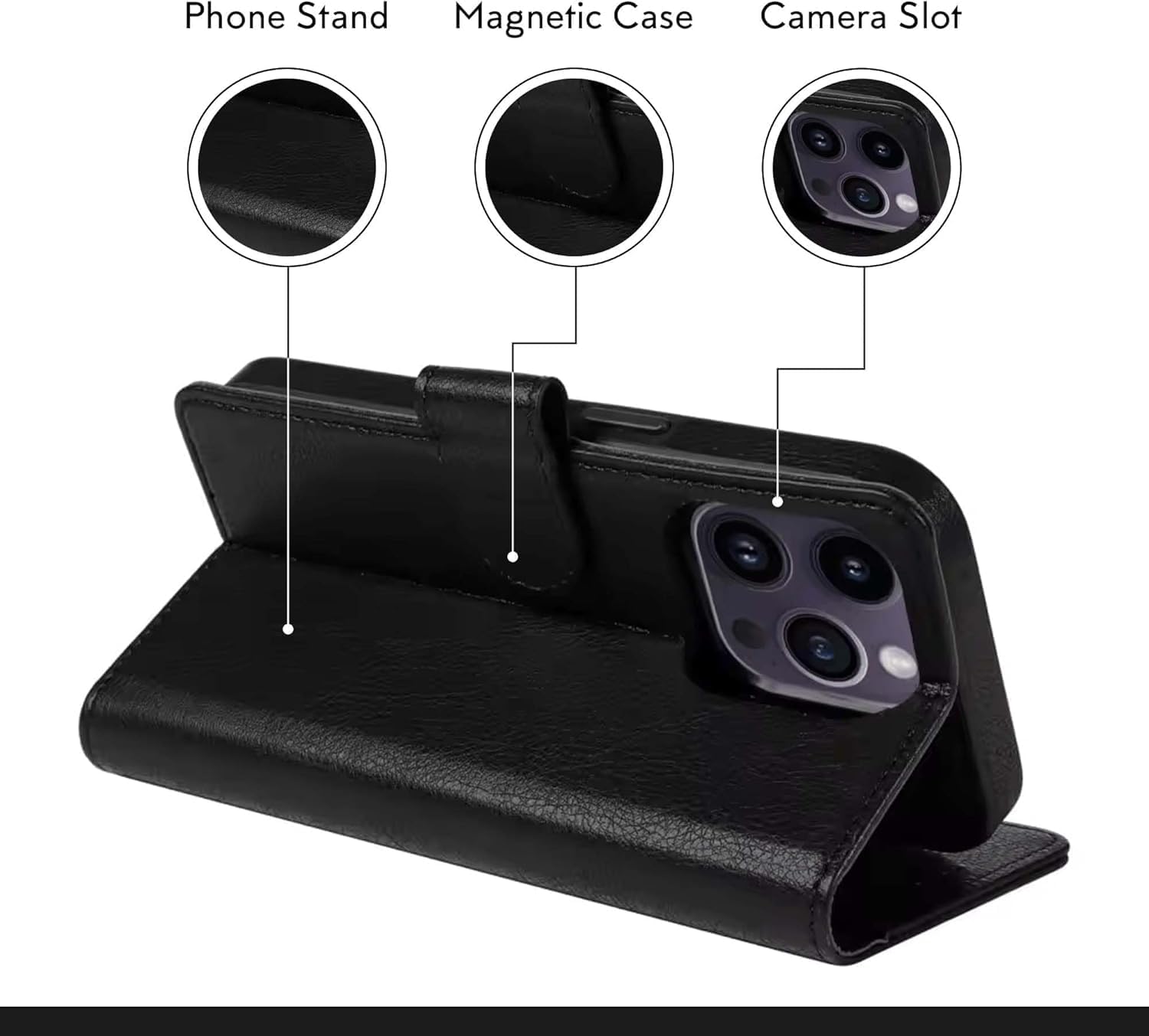 EMF Protection Anti Radiation i-Phone Leather Flip Folio Case for i-Phone, Genuine Leather Wallet Case/Cover with Card Holder & Stand Function