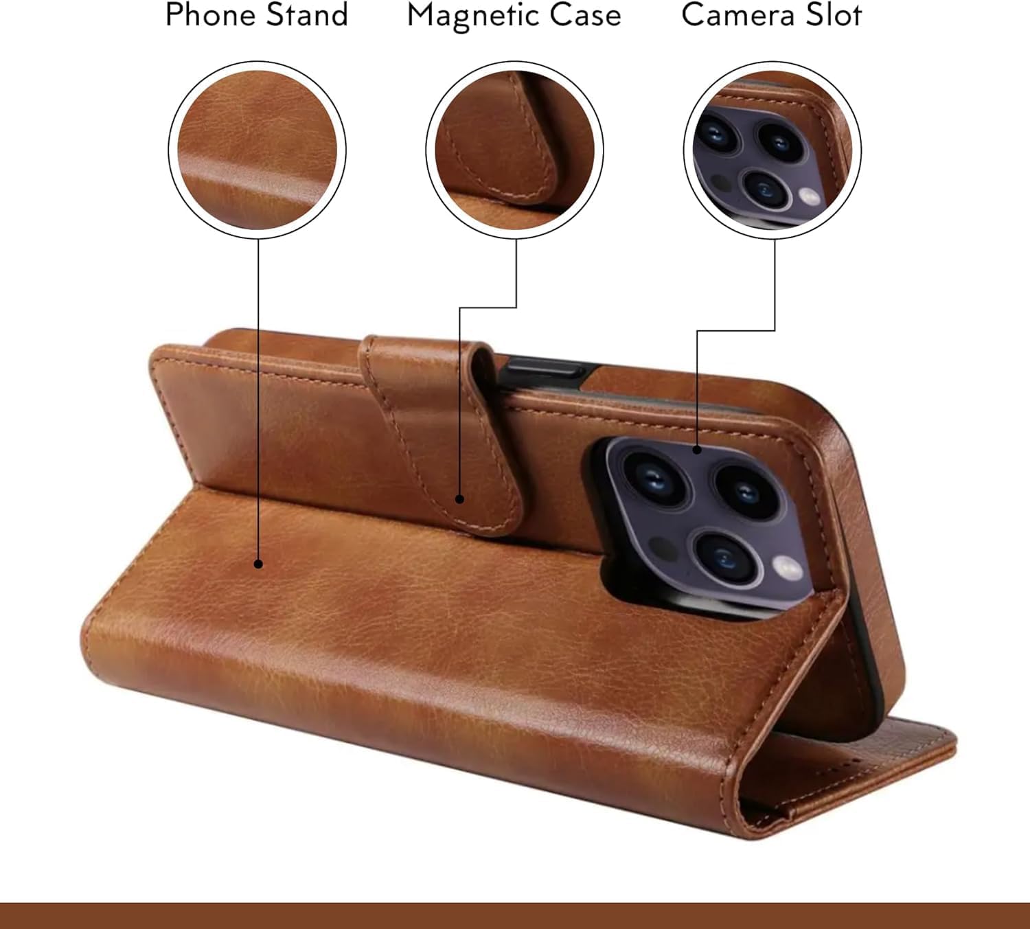 EMF Protection Anti Radiation i-Phone Leather Flip Folio Case for i-Phone, Genuine Leather Wallet Case/Cover with Card Holder & Stand Function