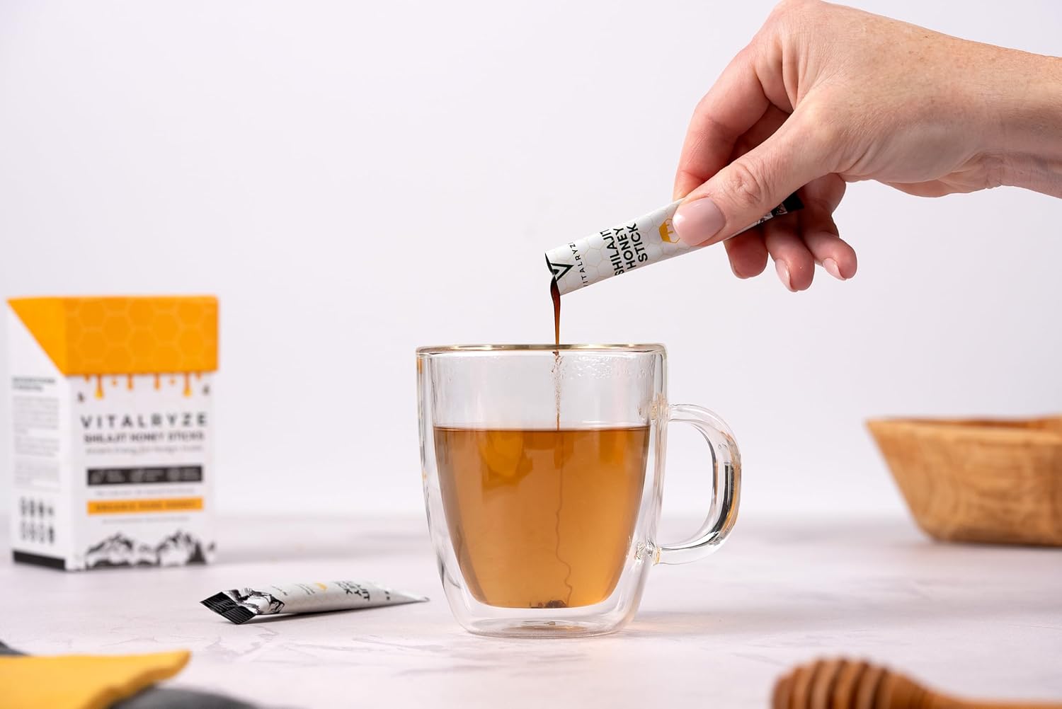 VITALRYZE Organic Himalayan Shilajit Honey Sticks with Organic Honey, Natural Vitality, Wellness Support & 85+ Trace Minerals, Easy to Use Shilajit Stick, 30 Individual Sticks