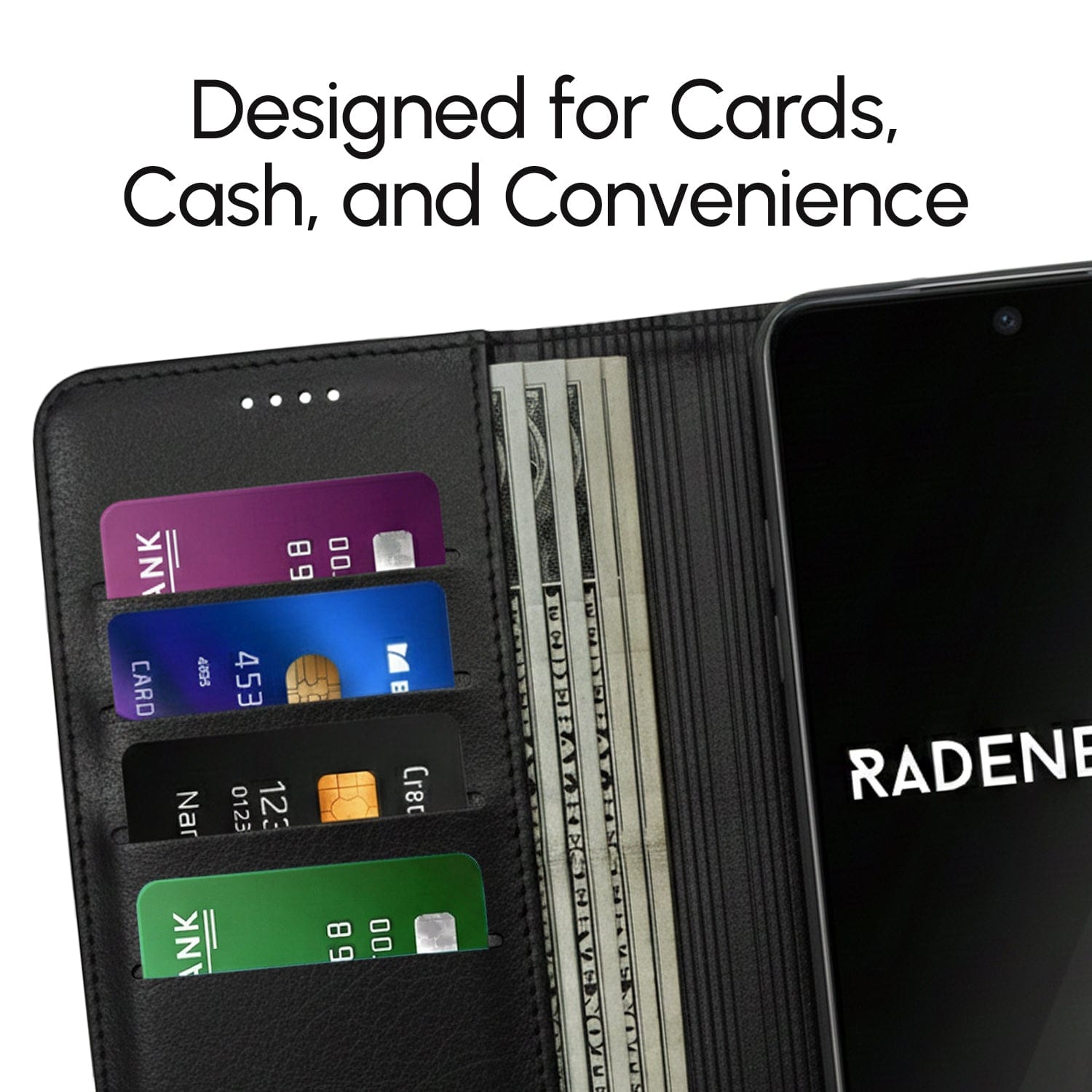 Google Pixel EMF-Blocking Vegan Leather Wallet Phone Case - Black