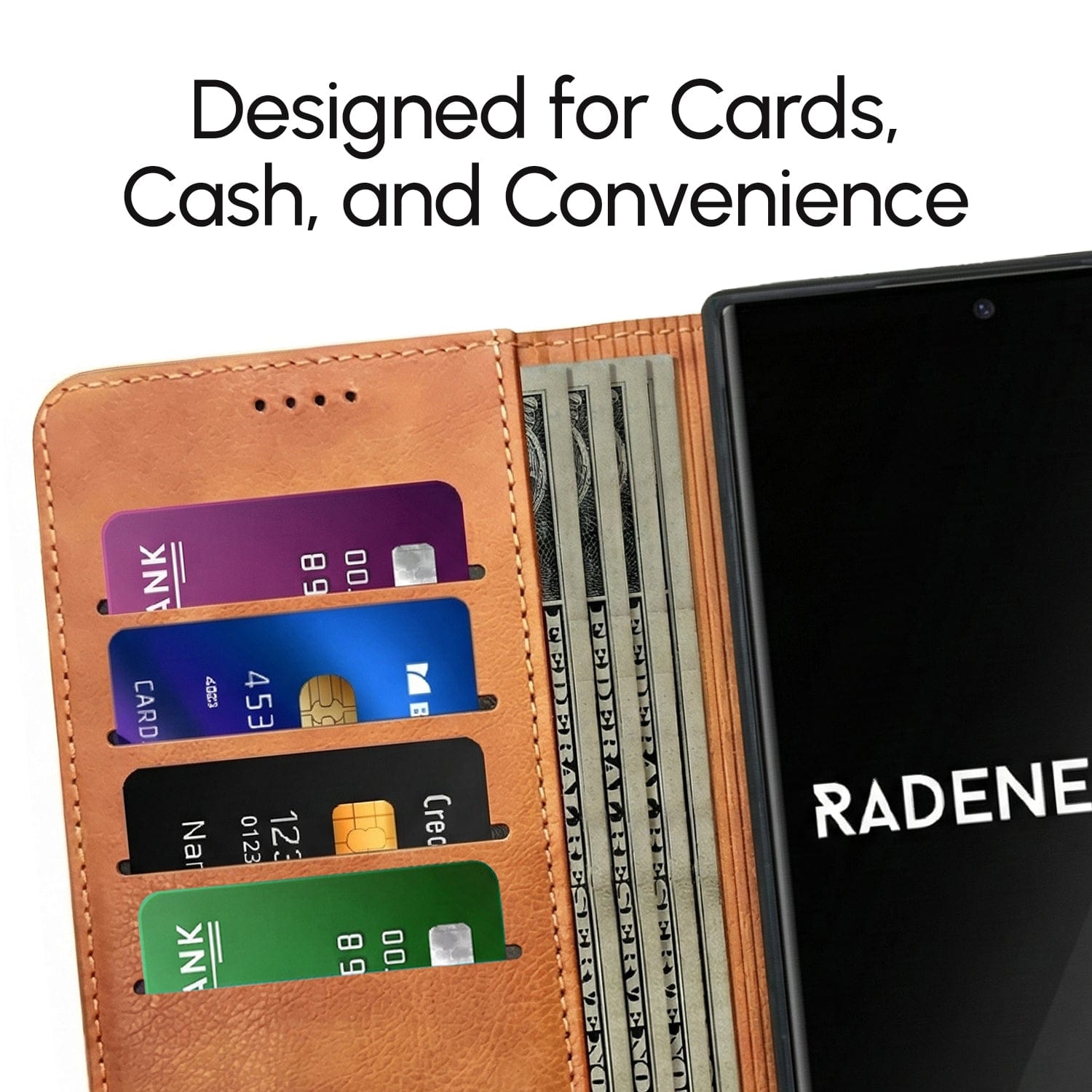 Samsung EMF-Blocking Vegan Leather Wallet Phone Case - Brown