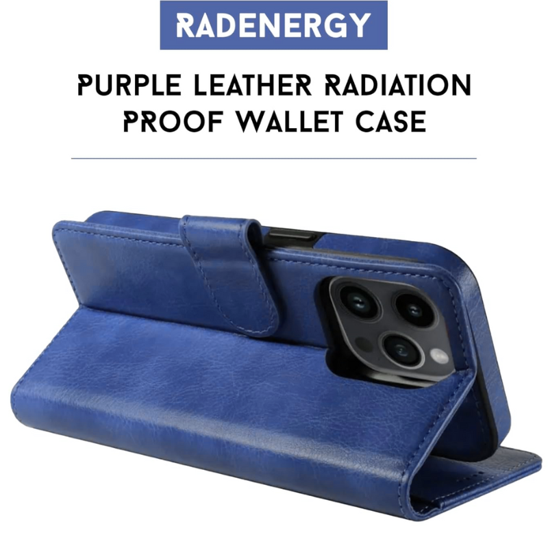 Radenergy EMF Protection Anti Radiation i-Phone Leather Flip Folio Case for i-phone, Genuine Leather Wallet Case/Cover with Card Holder & Stand Function