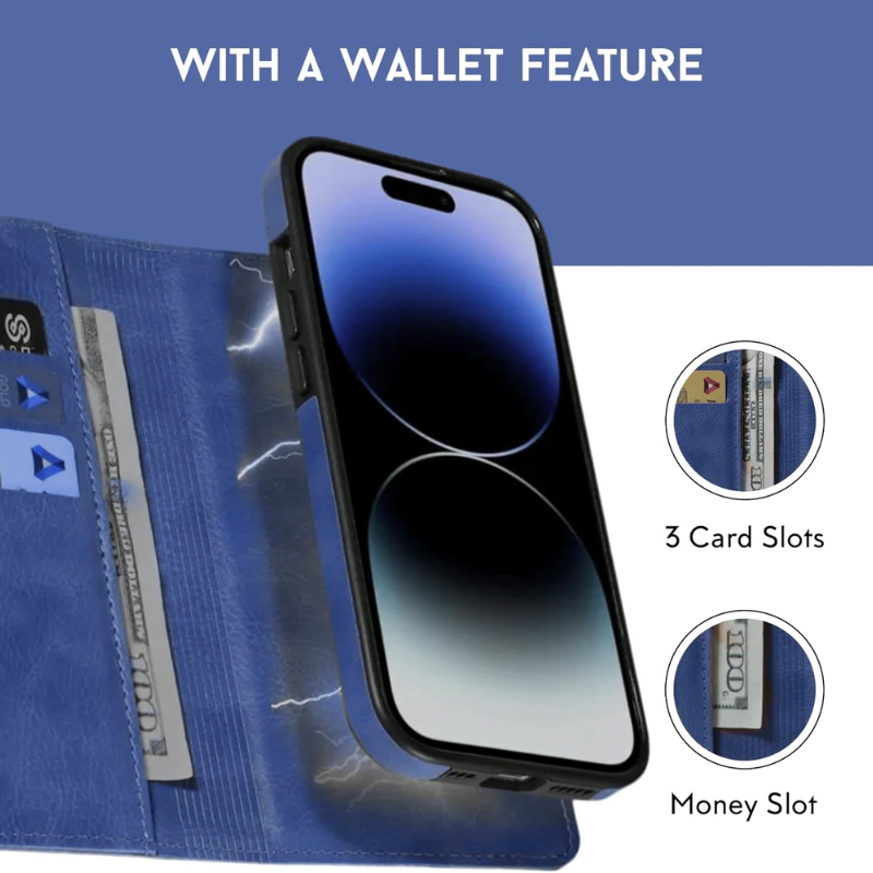 Radenergy EMF Protection Anti Radiation i-Phone Leather Flip Folio Case for i-phone, Genuine Leather Wallet Case/Cover with Card Holder & Stand Function