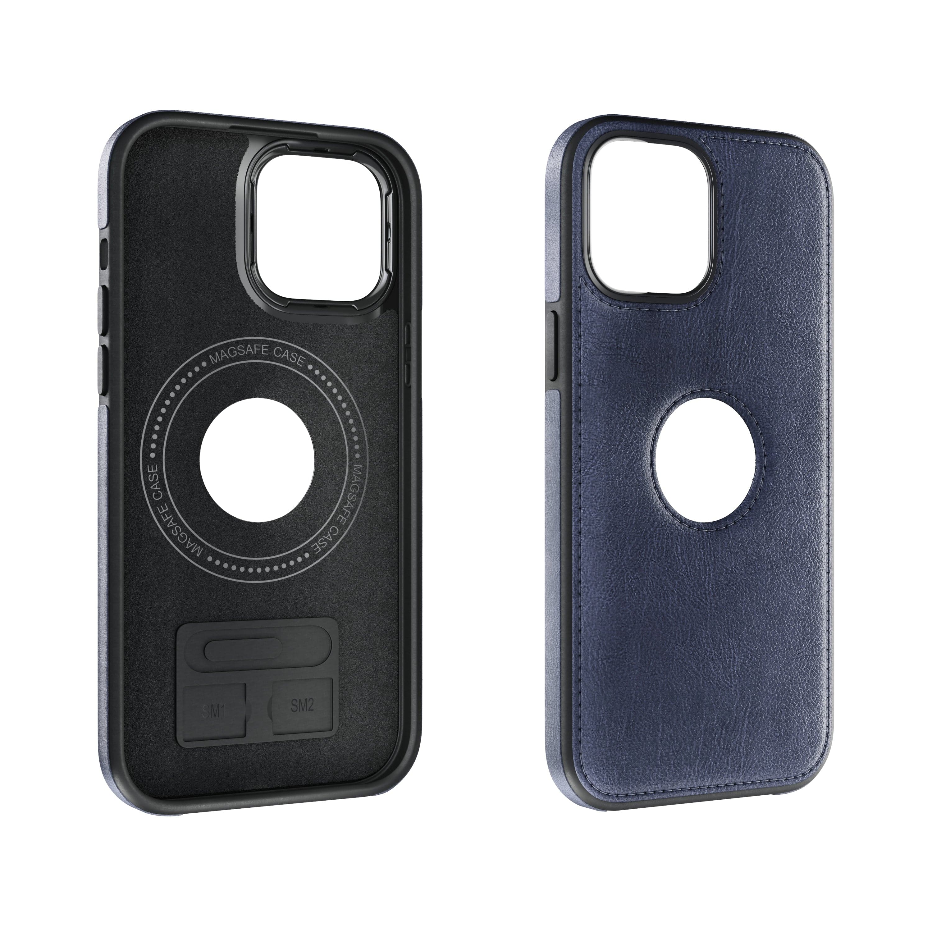 iPhone Blue EMF Blocking Vegan Leather Wallet Phone Case