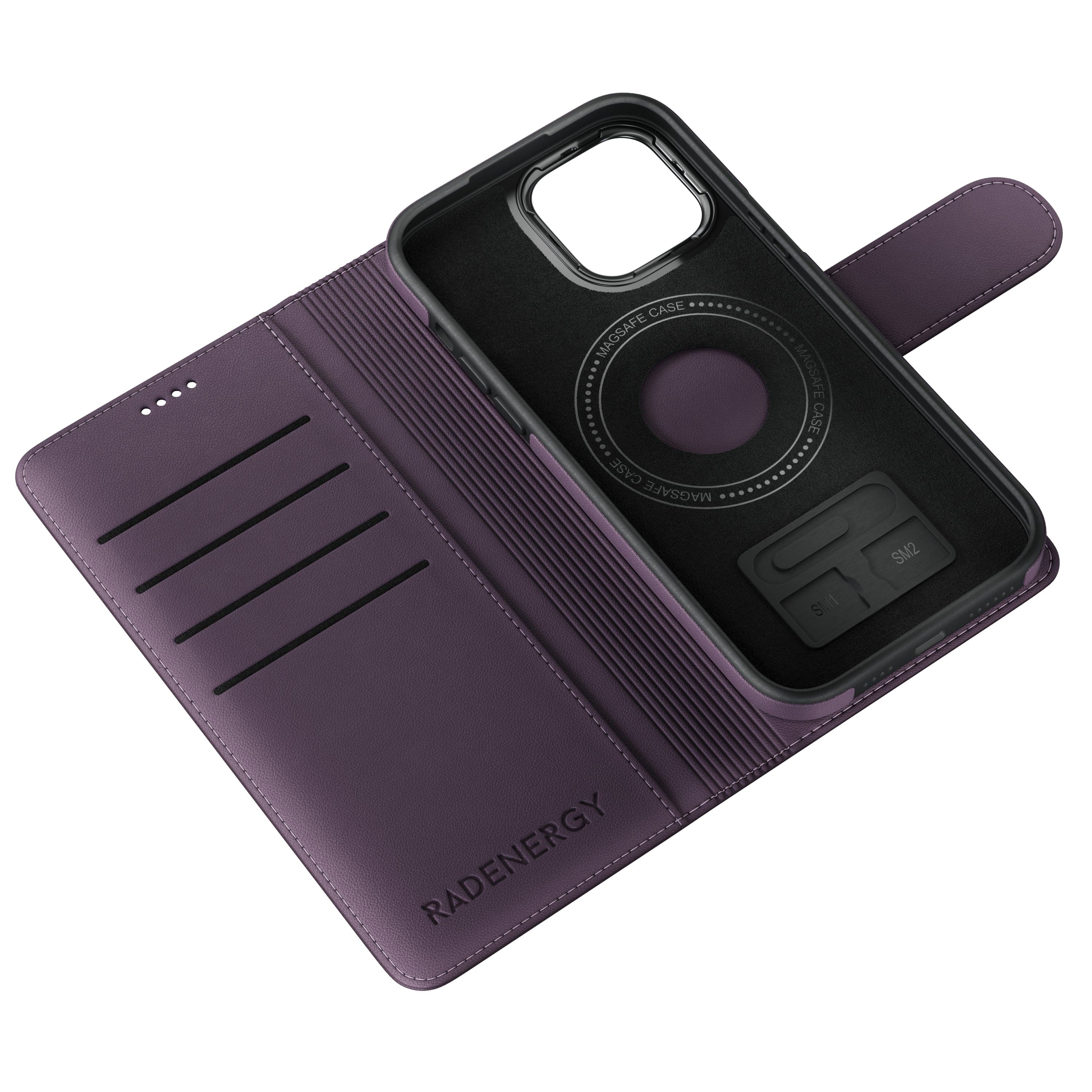 iPhone Purple EMF Blocking Vegan Leather Wallet Phone Case