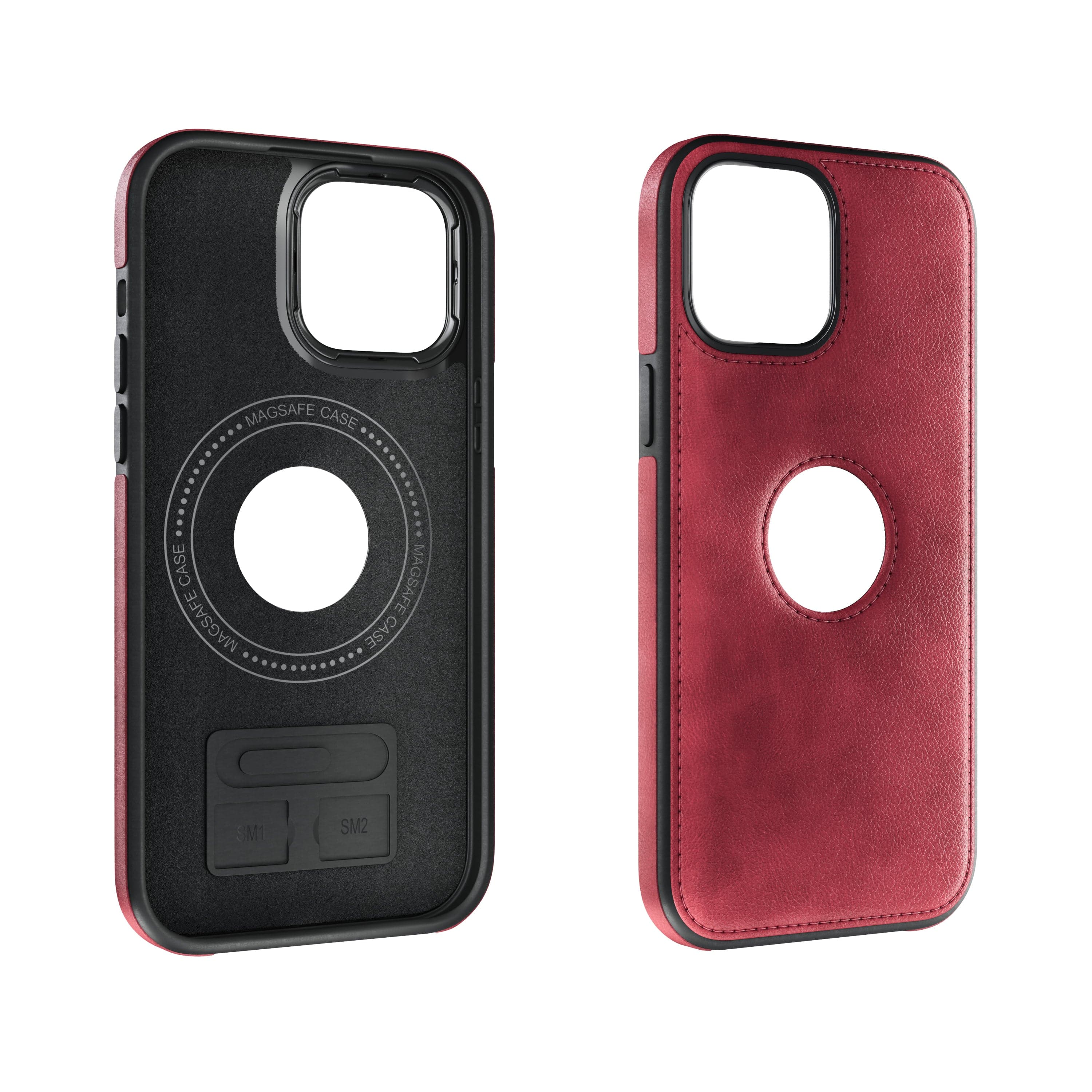 iPhone Red EMF Blocking Vegan Leather Wallet Phone Case