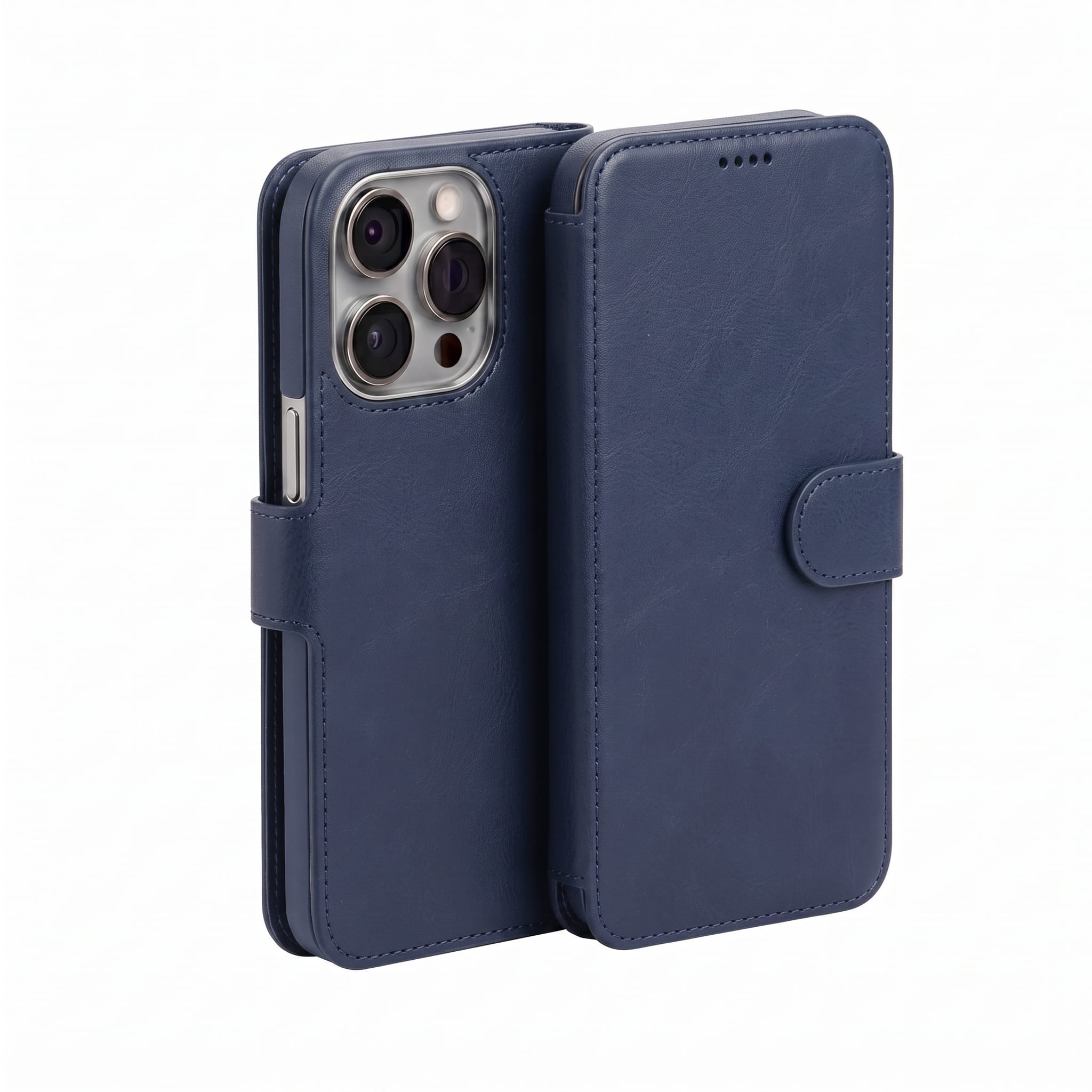 iPhone EMF Blocking Vegan Leather Wallet Phone Case - Blue
