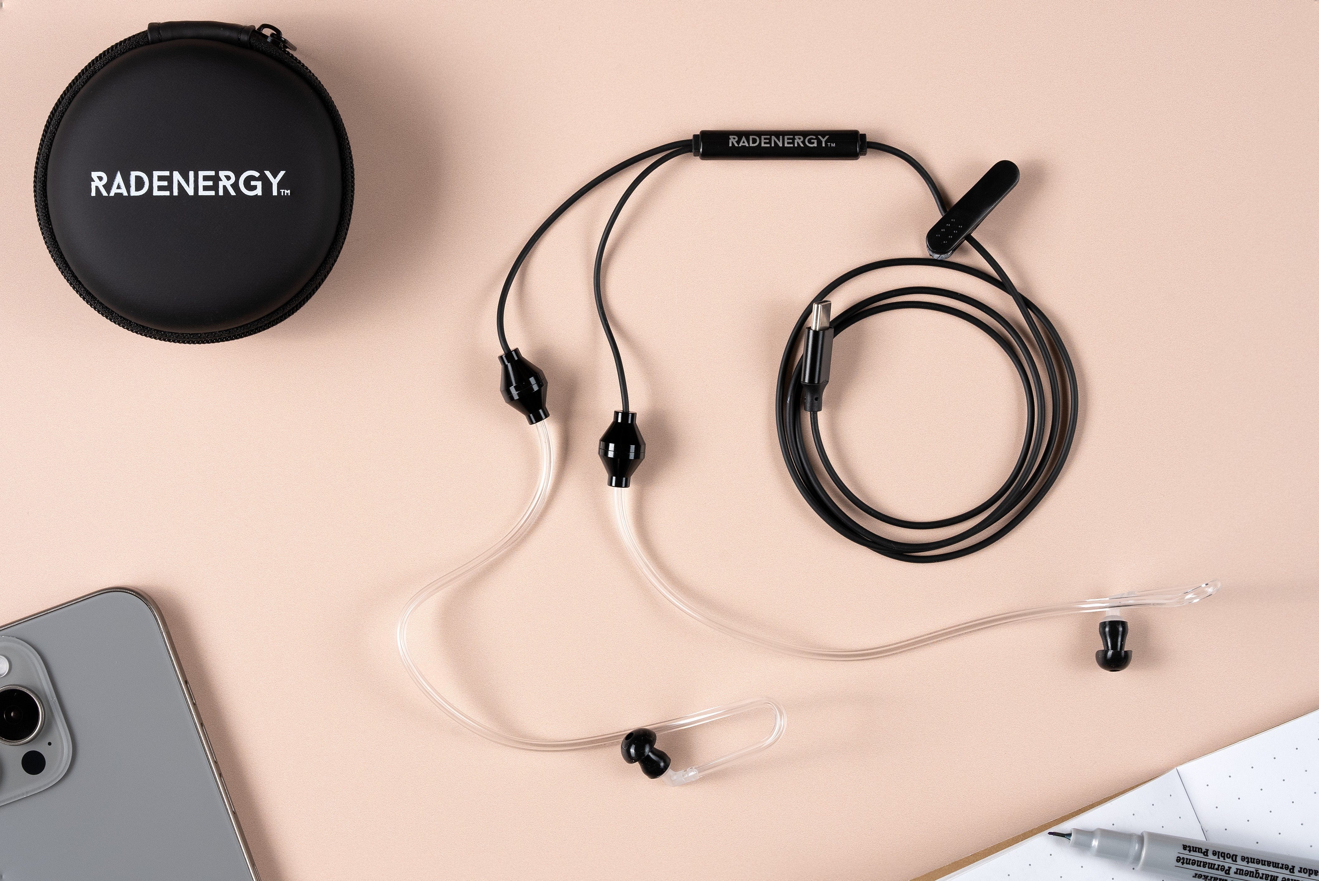 Airtube Headphones, EMF Free Earbuds, Air Tube Headphones with Zipper Bags, 3D Sound, Microphone Volume Control, for Work Meetings, Sleep, Gym, High Audio Quality Devices