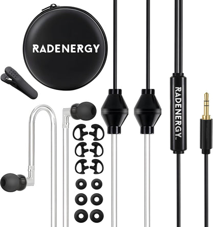 Airtube Headphones, EMF Free Earbuds, Air Tube Headphones with Zipper Bags, 3D Sound, Microphone Volume Control, for Work Meetings, Sleep, Gym, High Audio Quality Devices