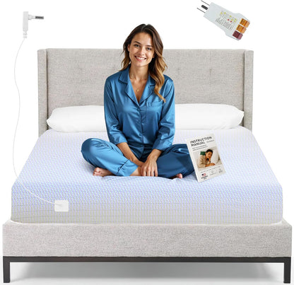 Bed Sheet, Grounding Sheet, Organic Cotton Fitted Earthing Sheet for Bed, 95% Organic Cotton, 5% Silver Fiber with 10m Grounding Cord & White US Socket Tester