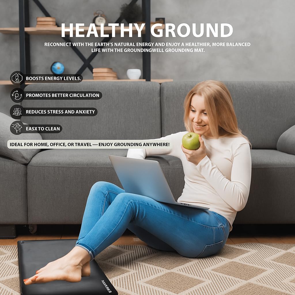 Grounding Mat for Feet – Indoor Earthing Pad for Desk, Bed, or Floor – Compact & Portable Grounding Mat Bed for Comfort, and Relaxation – Ideal Mats for Home, Office, or Travel – 60x40cm