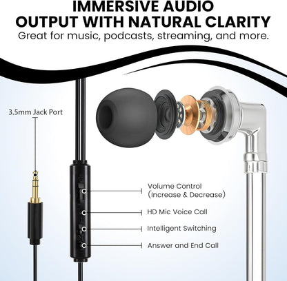 Airtube Headphones, EMF Free Earbuds, Air Tube Headphones with Zipper Bags, 3D Sound, Microphone Volume Control, for Work Meetings, Sleep, Gym, High Audio Quality Devices