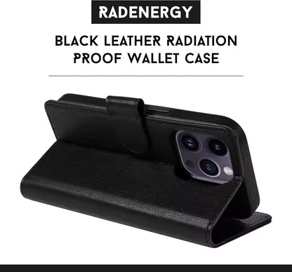 EMF Protection Anti Radiation i-Phone Leather Flip Folio Case for i-Phone, Genuine Leather Wallet Case/Cover with Card Holder & Stand Function