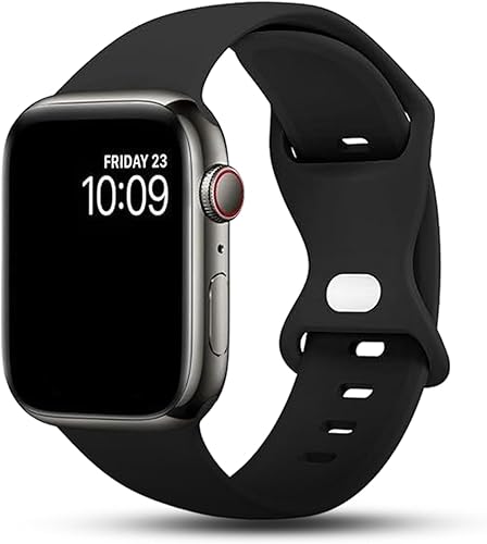 Shungite Silicone Bands Compatible with Apple Watch Band, Sport Wristbands Replacement Strap for iWatch Series 9 8 7 6 SE 5 4 3 2 1, Durable Strap for Women Men
