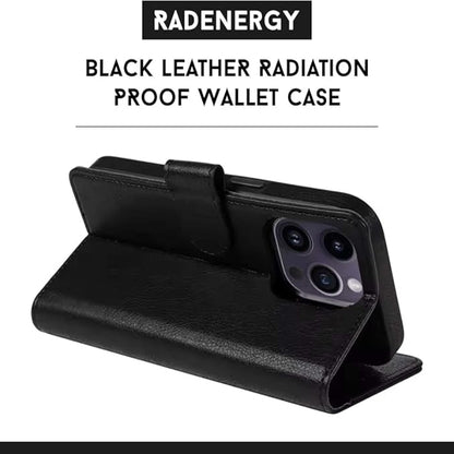 Black Leather Radiation Proof Wallet Case