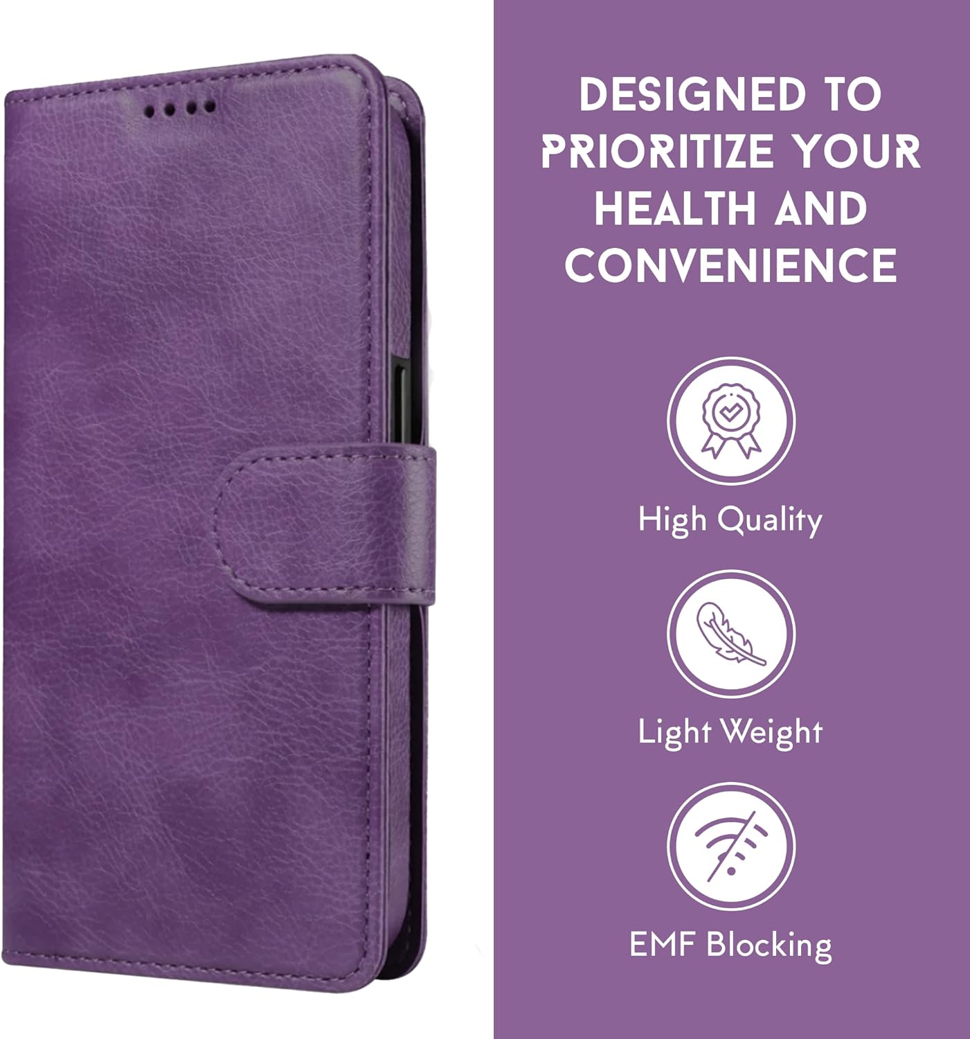 Purple Leather Radiation Proof Wallet Case