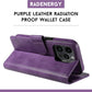Purple Leather Radiation Proof Wallet Case