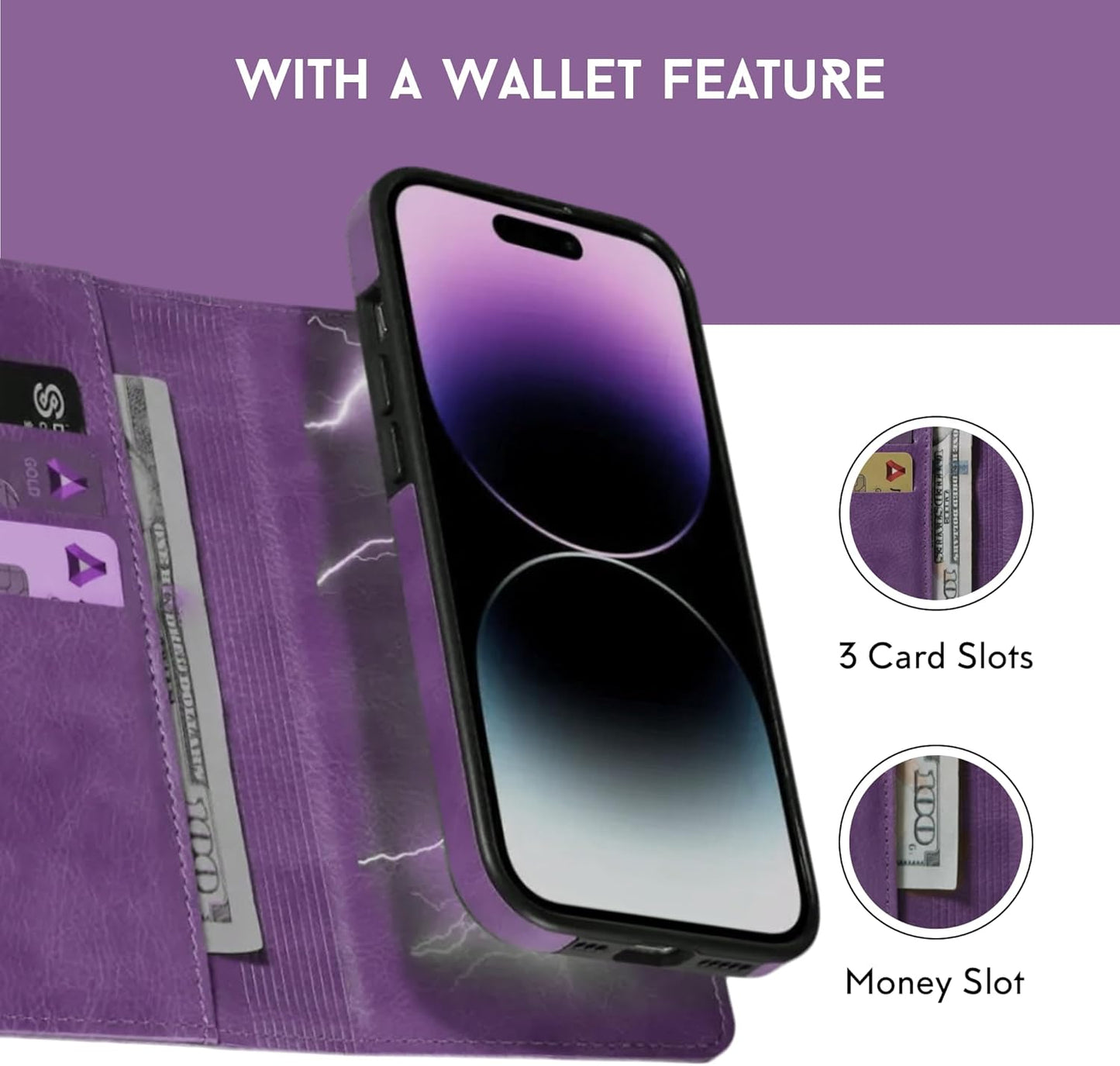 Purple Leather Radiation Proof Wallet Case
