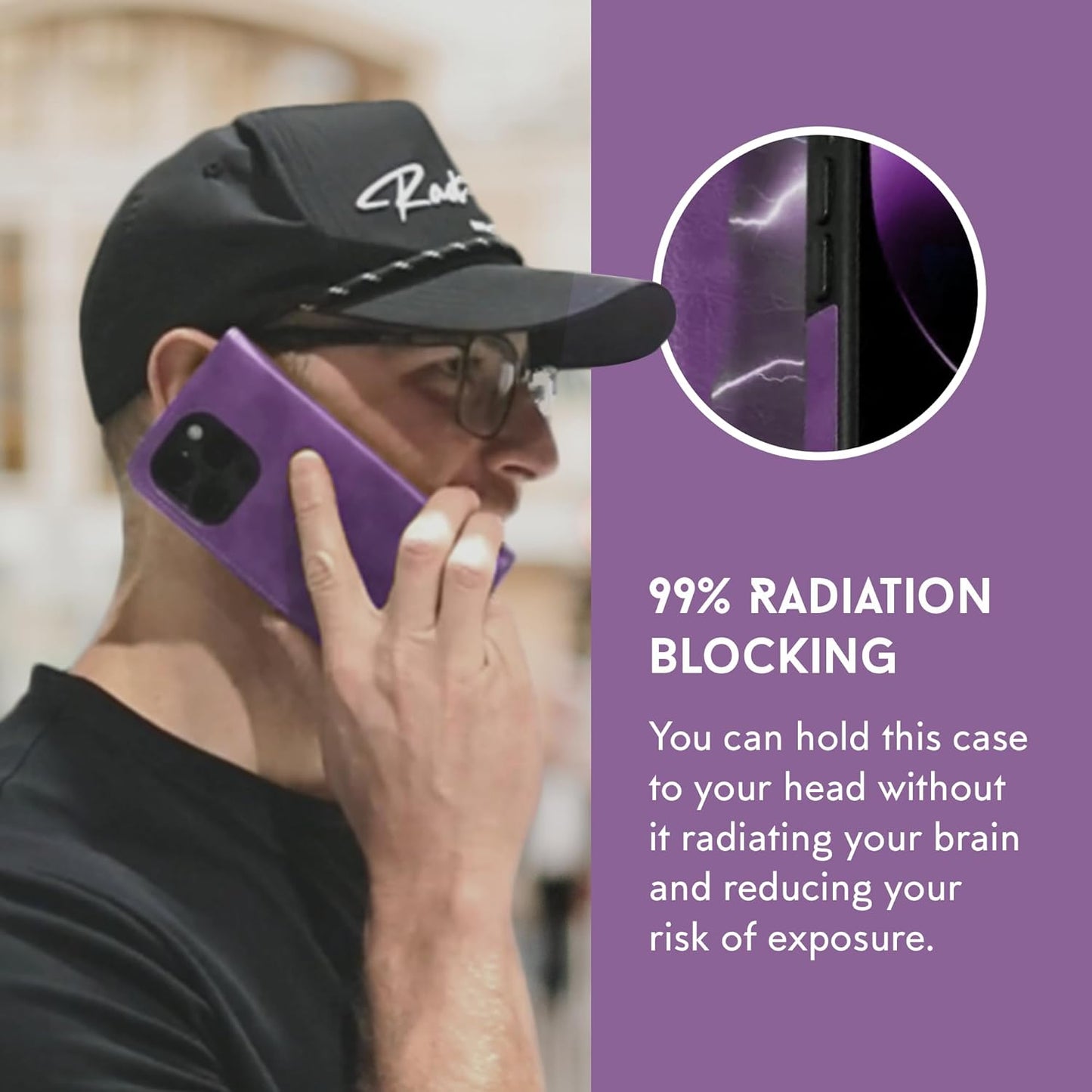 Purple Leather Radiation Proof Wallet Case