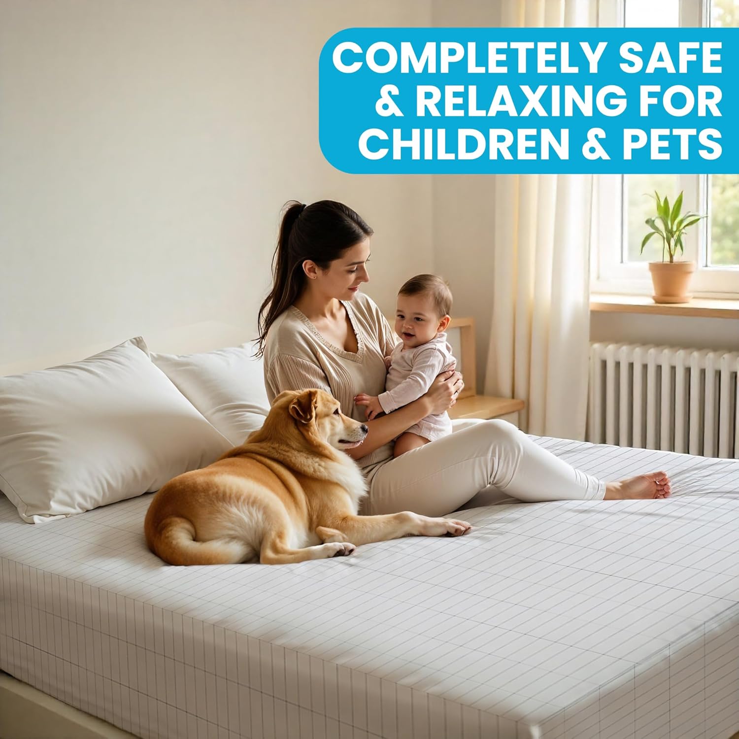 Bed Sheet, Grounding Sheet, Organic Cotton Fitted Earthing Sheet for Bed, 95% Organic Cotton, 5% Silver Fiber with 10m Grounding Cord & White US Socket Tester