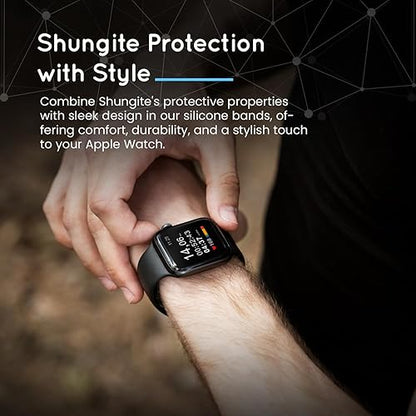 Shungite Silicone Bands Compatible with Apple Watch Band, Sport Wristbands Replacement Strap for iWatch Series 9 8 7 6 SE 5 4 3 2 1, Durable Strap for Women Men