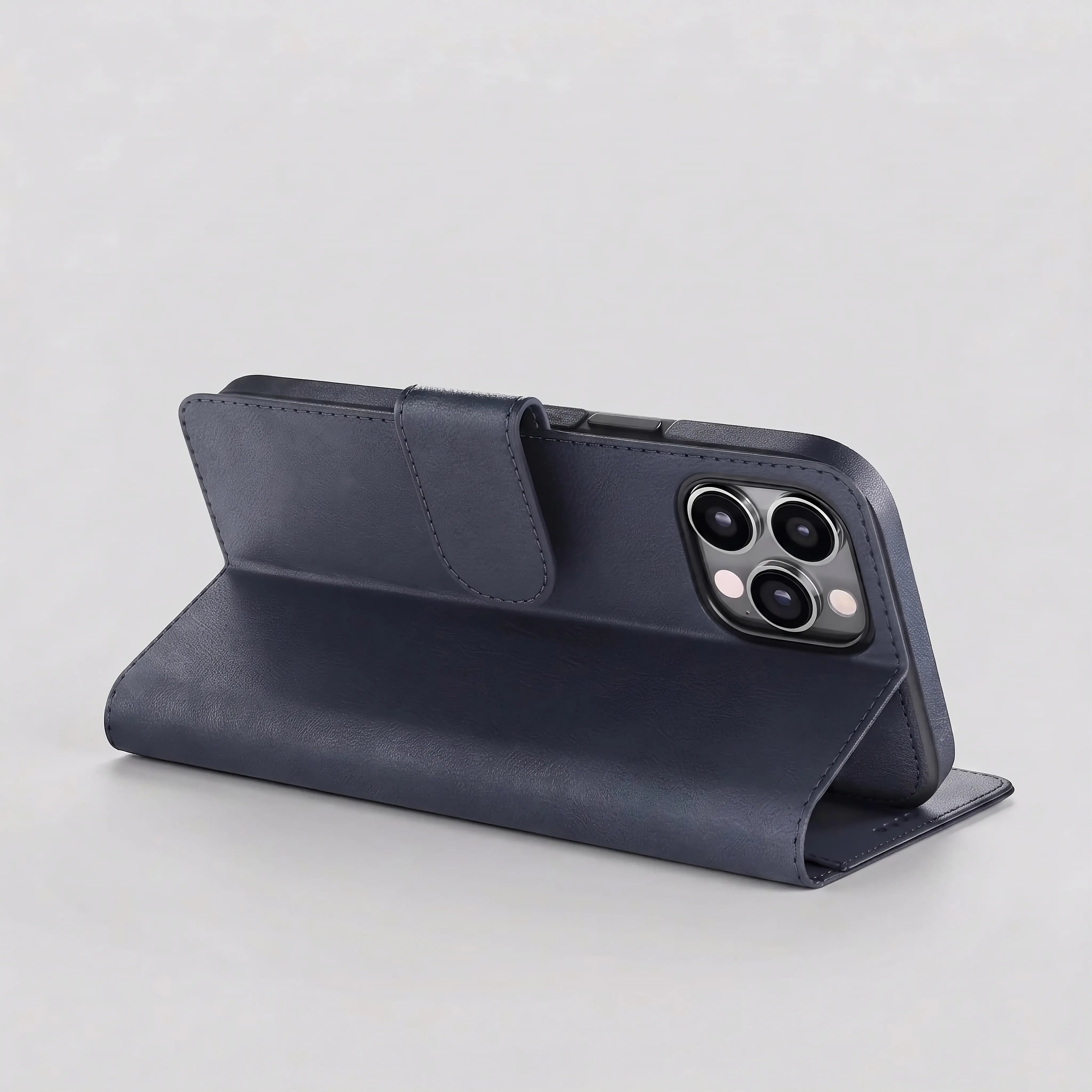 iPhone EMF Blocking Vegan Leather Wallet Phone Case - Blue