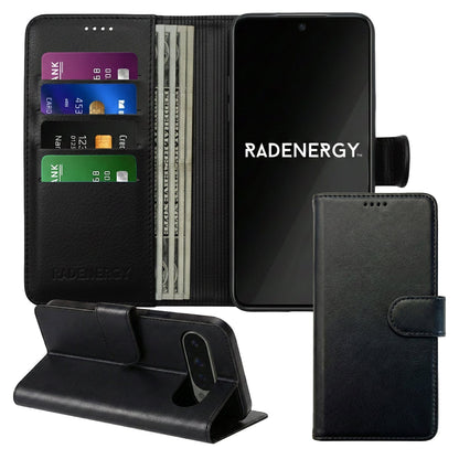 Google Pixel EMF-Blocking Vegan Leather Wallet Phone Case - Black