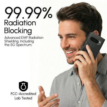 Google Pixel EMF-Blocking Vegan Leather Wallet Phone Case - Black