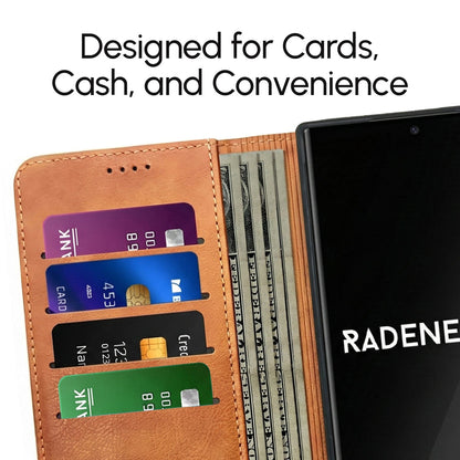 Samsung EMF-Blocking Vegan Leather Wallet Phone Case - Brown