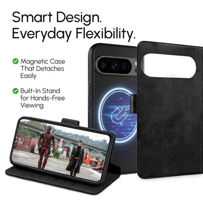 Google Pixel EMF-Blocking Vegan Leather Wallet Phone Case - Black