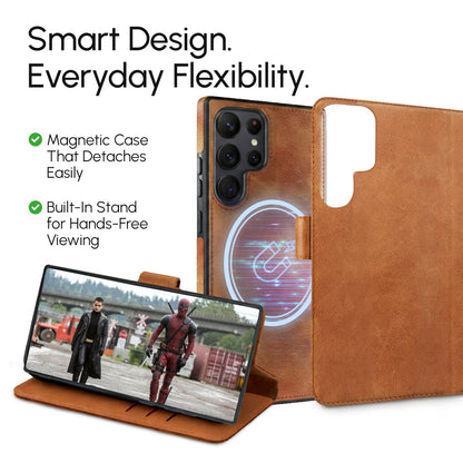 Samsung EMF-Blocking Vegan Leather Wallet Phone Case - Brown