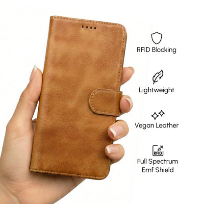 Google Pixel EMF-Blocking Vegan Leather Wallet Phone Case - Brown