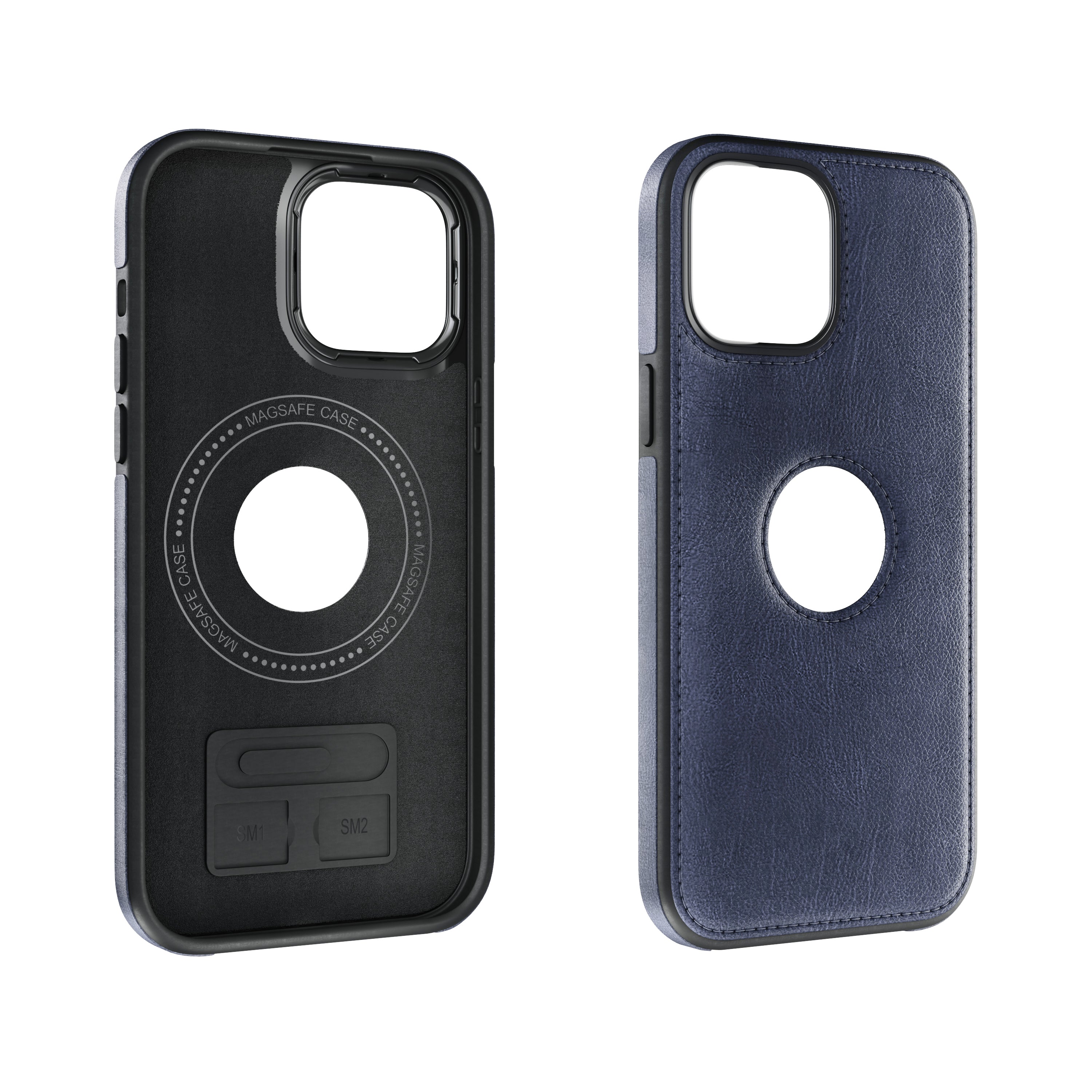 iPhone Blue EMF Blocking Leather Wallet Phone Case