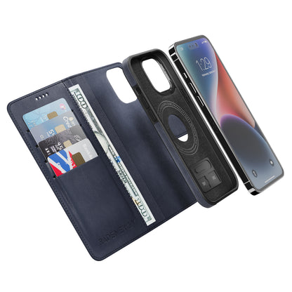 iPhone Blue EMF Blocking Leather Wallet Phone Case