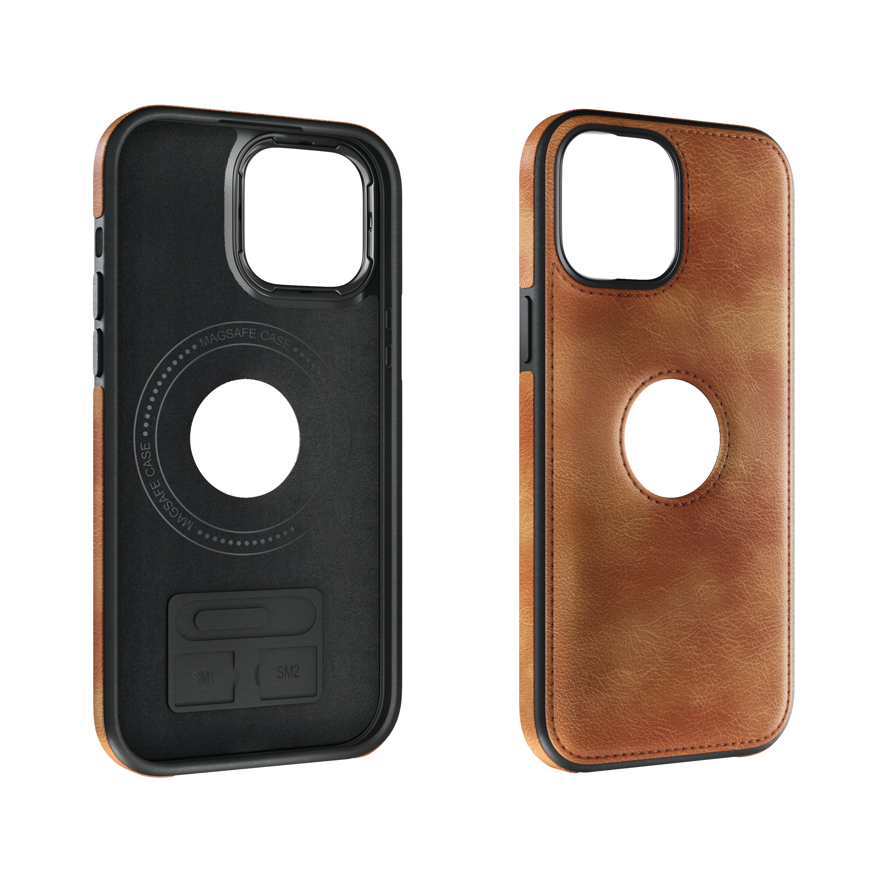 iPhone Brown EMF Blocking Leather Wallet Phone Case