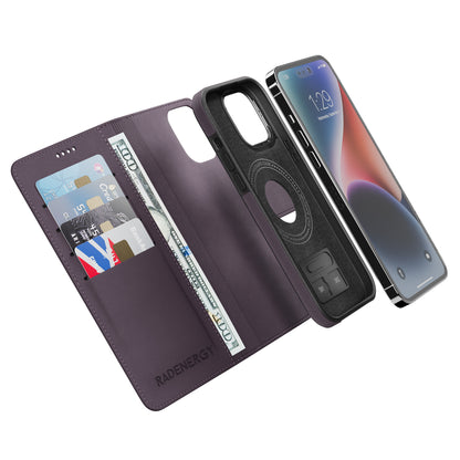 iPhone Purple EMF Blocking Leather Wallet Phone Case