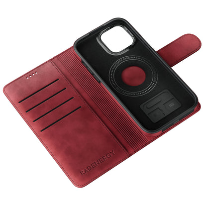 iPhone Red EMF Blocking Leather Wallet Phone Case