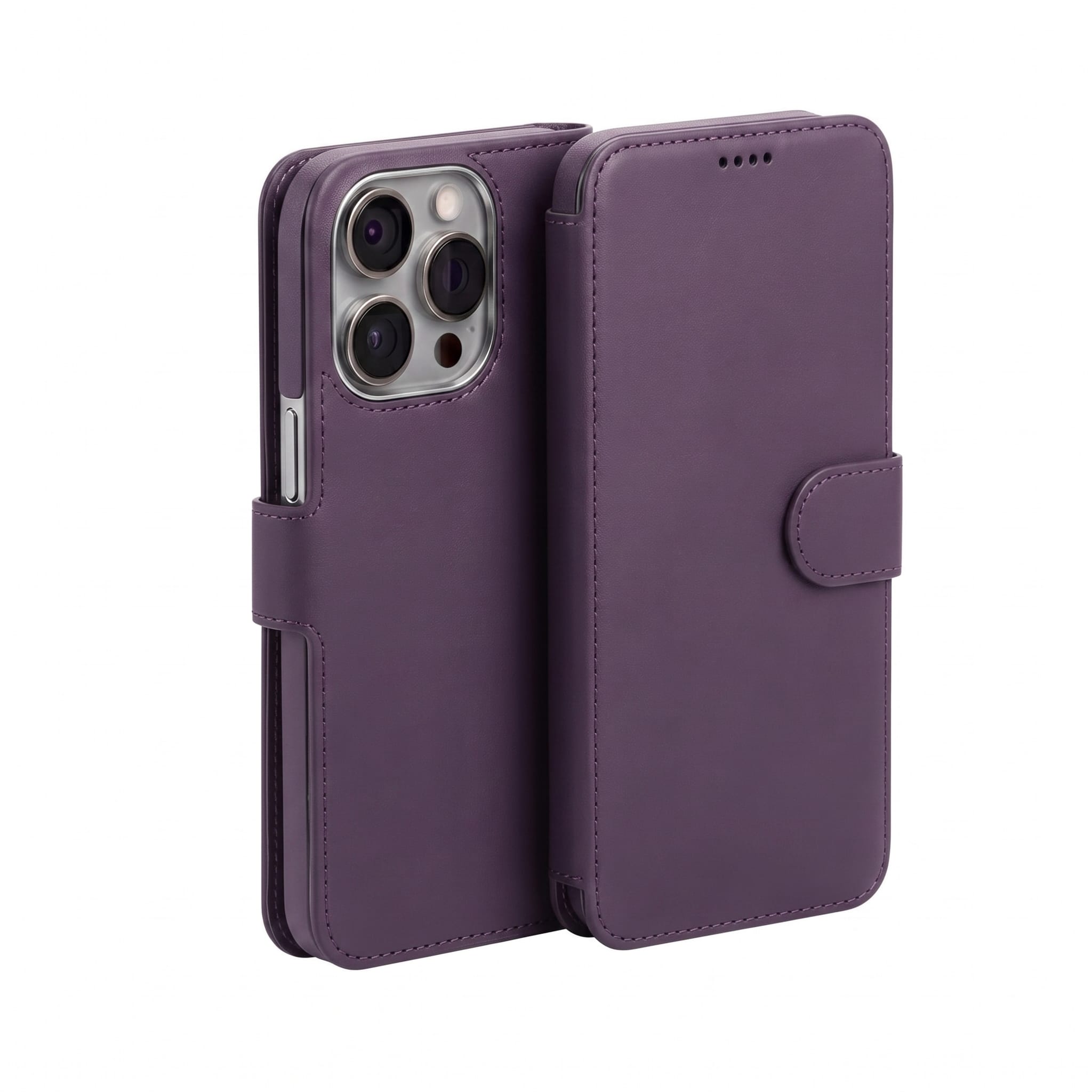 iPhone EMF Blocking Vegan Leather Wallet Phone Case - Purple