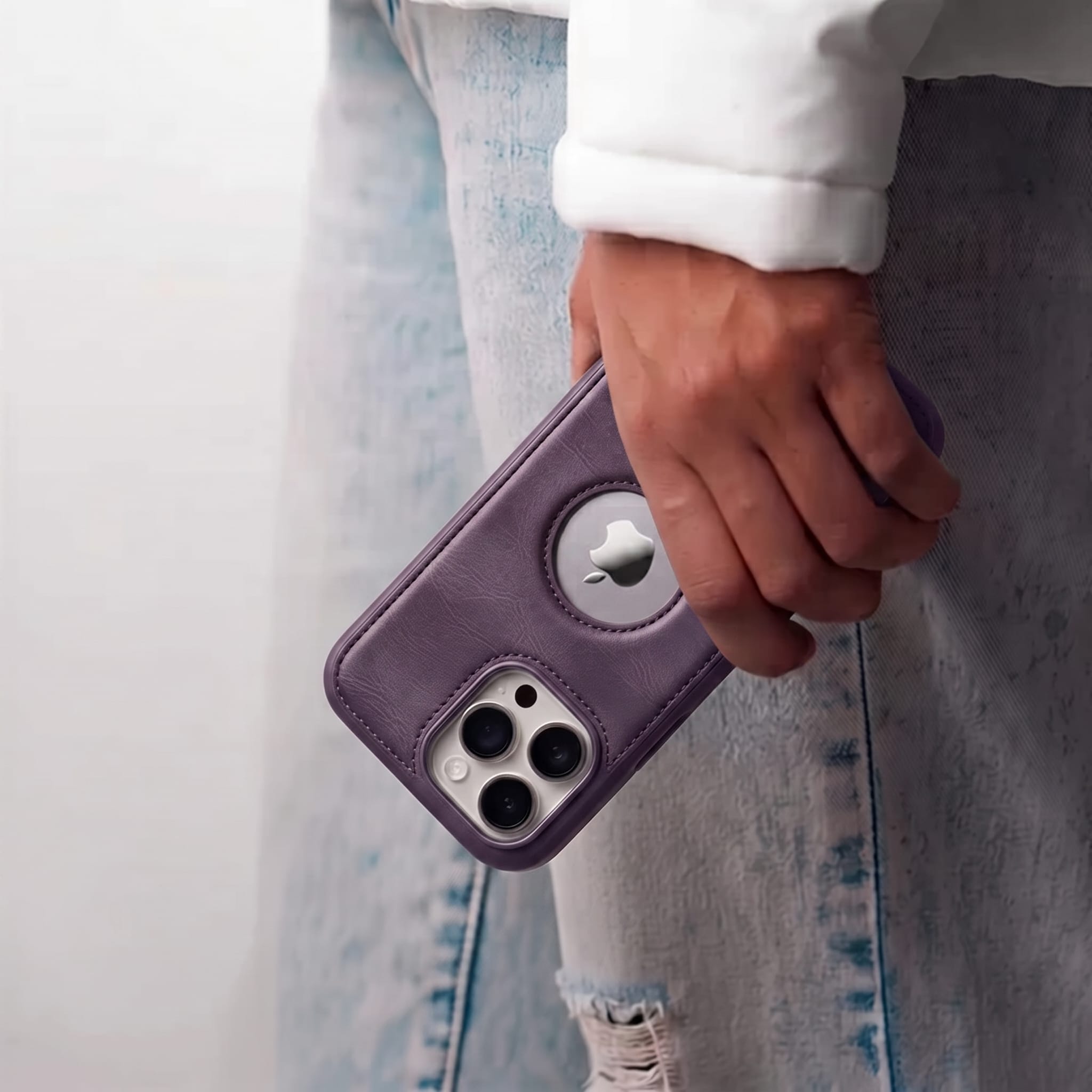 iPhone EMF Blocking Vegan Leather Wallet Phone Case - Purple