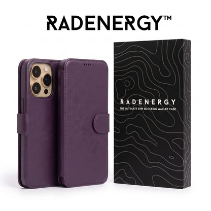 iPhone EMF Blocking Vegan Leather Wallet Phone Case - Purple
