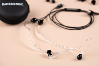 Airtube Headphones, EMF Free Earbuds, Air Tube Headphones with Zipper Bags, 3D Sound, Microphone Volume Control, for Work Meetings, Sleep, Gym, High Audio Quality Devices